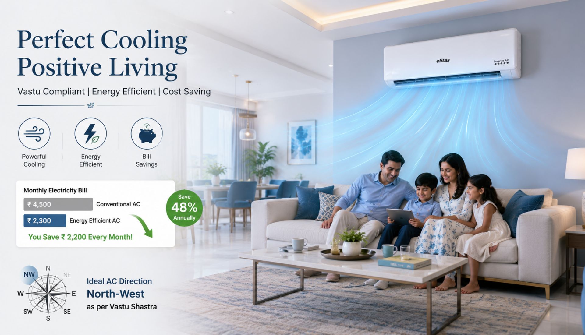 How AC Installation Impacts Electricity Consumption and Vastu