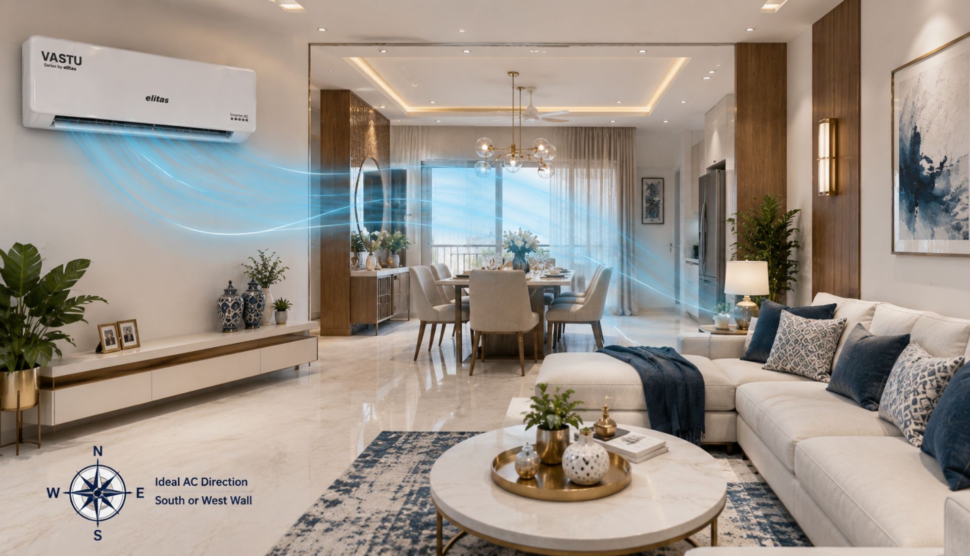 Ideal AC Position for Open Hall Living Spaces