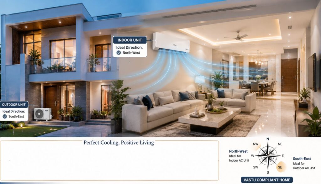 Split AC Indoor vs Outdoor Unit Placement According to Vastu